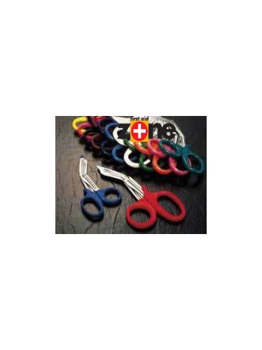 <p><span style="text-decoration: underline;"><strong>Paramedic Scissors</strong></span><br />7" (18 cm)   <br />Plastic handle.  <br />One serrated blade with cutting guide. <br />Available colours:  Black, Blue, Red, Yellow</p>