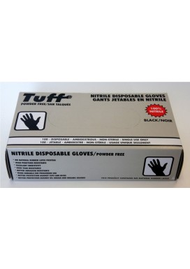 Disposable Nitrile gloves - Black, Powder Free (100/box)